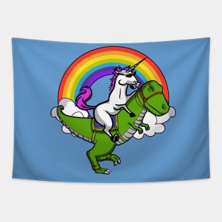 Unicorn Riding T-Rex Dinosaur Tapestry