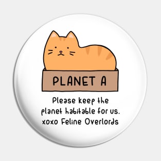 Orange Cat - Habitable Planet (White) Pin