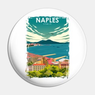 Naples Italy Vintage Colorful Minimal Retro Travel Poster Pin