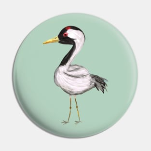 Cute crane watercolor Pin