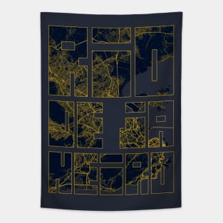 Rio de Janeiro, Brazil City Map Typography - Art Deco Tapestry