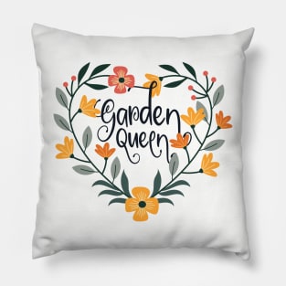 Garden Queen, cute female amateur gardener, flower gardening Pillow