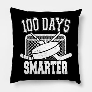 100 Days Smarter Hockey Sports 100Th Day Of School Teacher Pillow