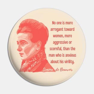 Simone de Beauvoir Portrait and Quote Pin