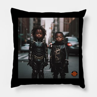 Superhero Kids in The City Pillow