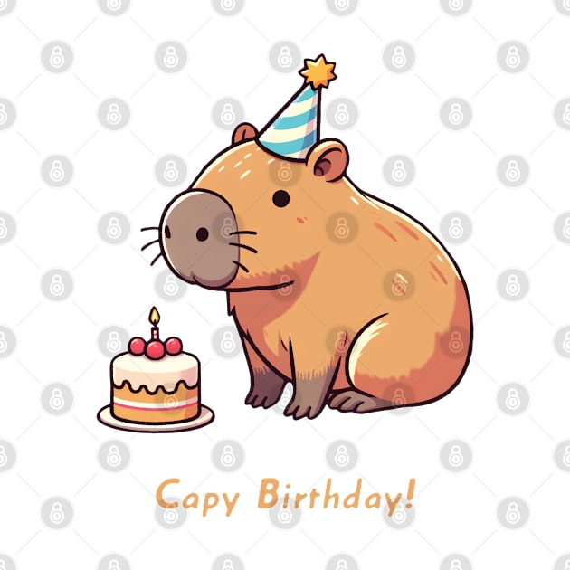 Cappy Capy Birthday Capybara by ThesePrints