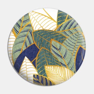 Leaf wall // pattern // navy blue pine and sage green leaves golden lines Pin