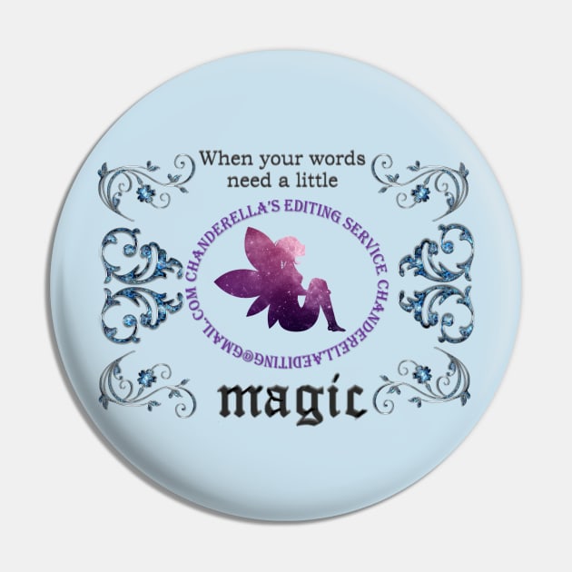 Blue Gem with Purple Fairy and Black Ad Pin by chanderella