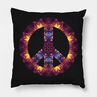 Fractal Mandala Peace Sign Pillow