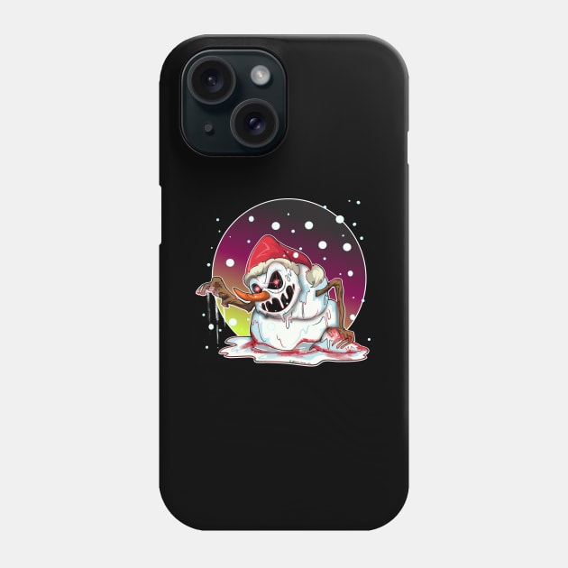 Dark Snowy Christmas Snowman Phone Case by Trendy Black Sheep