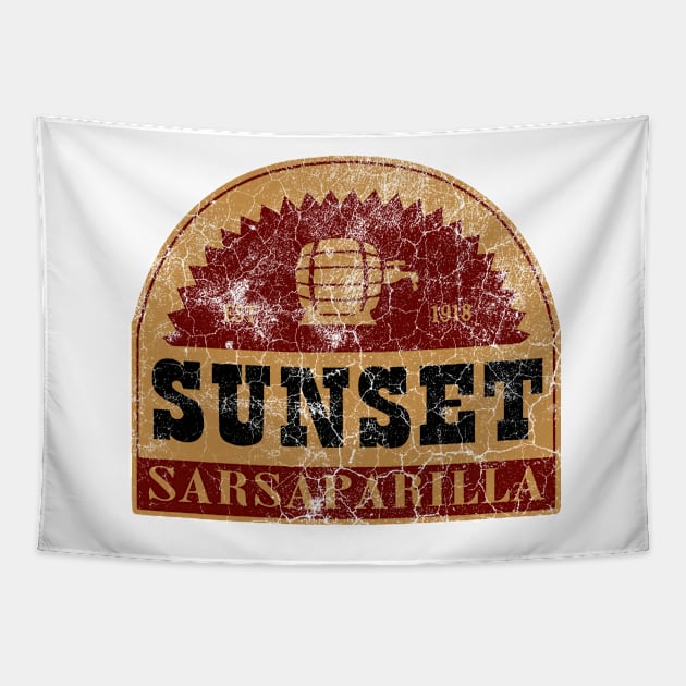 Sunset Sarsaparilla distressed logo Tapestry by zuckening