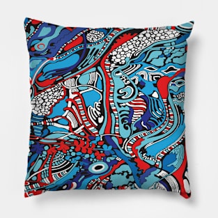 red and blue tree pattern Pillow