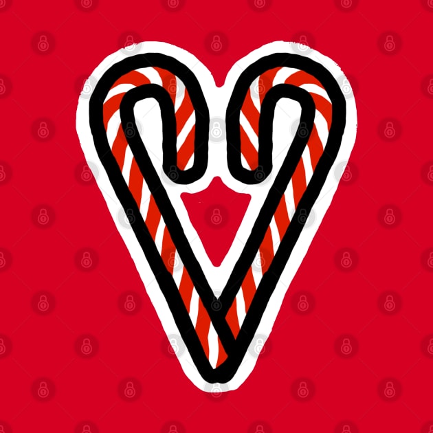 Christmas Candy Cane Heart on Valentines Day by ellenhenryart