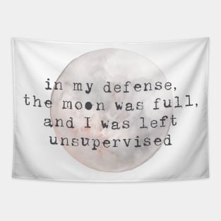 Full Moon Unsupervised Watercolor Quote Tapestry