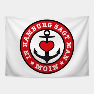 102 In Hamburg sagt man MOIN Anker Herz Love Tapestry