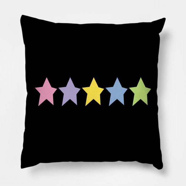 Five Multi Color Stars Minimal Graphic Art Pillow by ellenhenryart