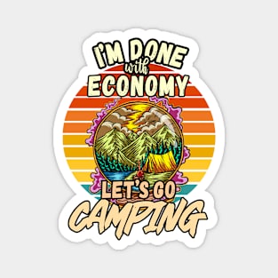 ECONOMY AND CAMPING DESIGN VINTAGE CLASSIC RETRO COLORFUL PERFECT FOR  ECONOMIST AND CAMPERS Magnet