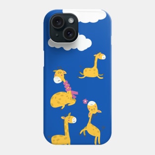 Clouds and Giraffes in Blue Phone Case