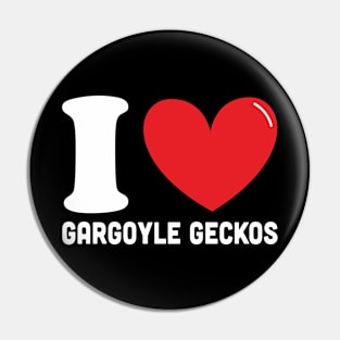 Red Heart I Love Gargoyle Geckos Pin