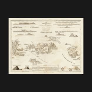 Old Virgin Islands Map (1775) St Thomas, St Croix, St John, Tortolla, Virgin Gorda Vintage Atlas T-Shirt