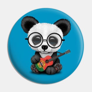 Baby Panda Playing Portuguese Flag Guitar Pin