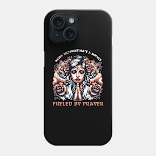 Never Underestimate a Mother Fueled by Prayer Illustration Design Phone Case