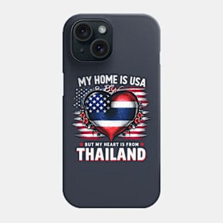 My Home Is USA But My Heart Is From Thailand American Flag Phone Case