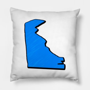 Bright Blue Delaware Outline Pillow