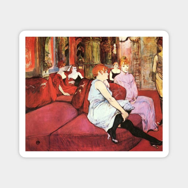 Henri de Toulouse Lautrec- In the Salon of Rue des Moulins Magnet by SybaDesign