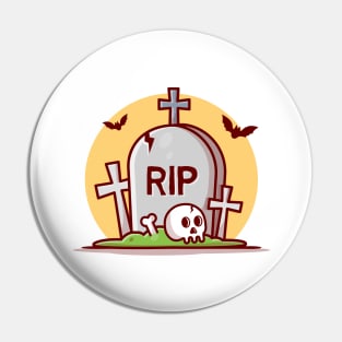 Halloween Tombstone Cartoon Vector Icon Illustration Pin