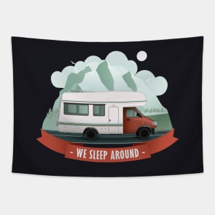 Retro Camping Car We Sleep Around Tapestry