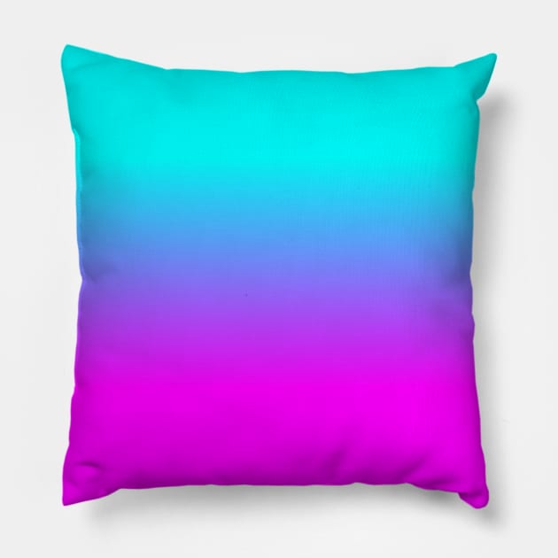 Hot Pink and Neon Aqua Blue Ombre Shade Color Fade Pillow by podartist