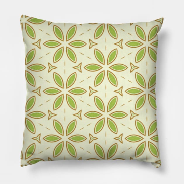 Kiwi Green Flower Tile Pattern Pillow by tanyadraws