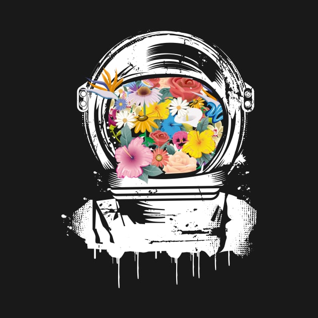 Astronaut helm with flowers by Kisho