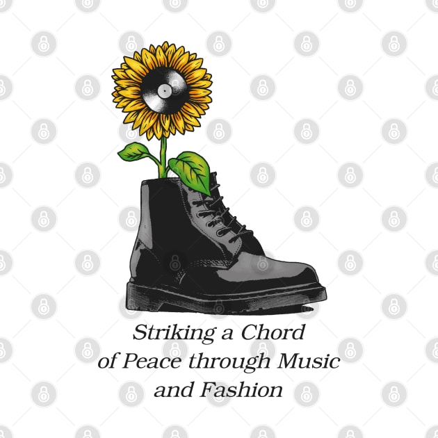 Sunflower combined with vinyl record and shoes as pots by Wrathline.Std