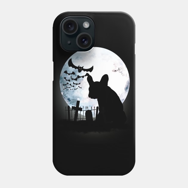 French bulldog frenchie and bats with full moon Phone Case by Collagedream