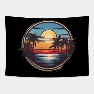 Minimalist Beach In Sunset Design. Tapestry