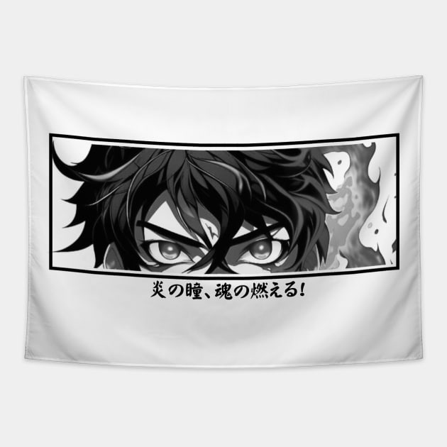 The Anime Eyes "Eyes of Flame, Soul Ablaze!" ,Design. Tapestry by Imaginator Studio