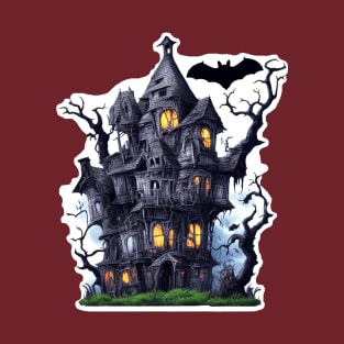 Haunted House Sticker T-Shirt