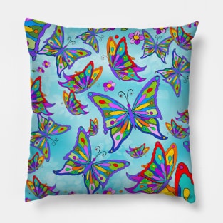 Blue Sky Butterfly Migration Pillow