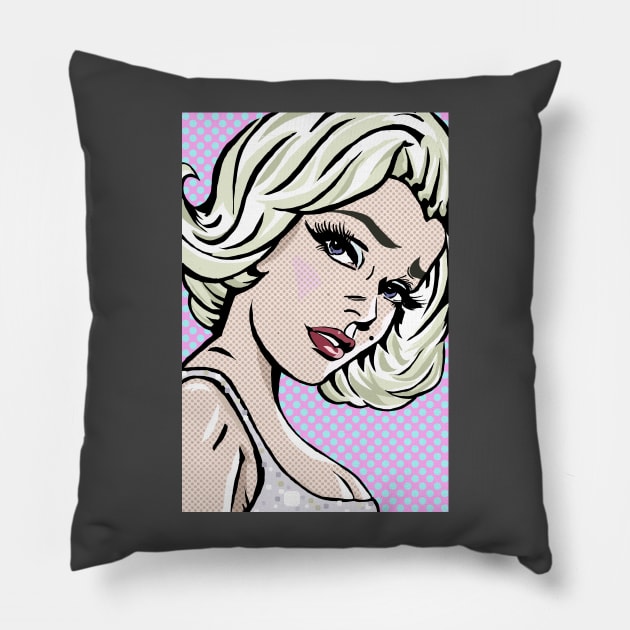 Marilyn Monroe Lichtenstein Pillow by FanboyMuseum