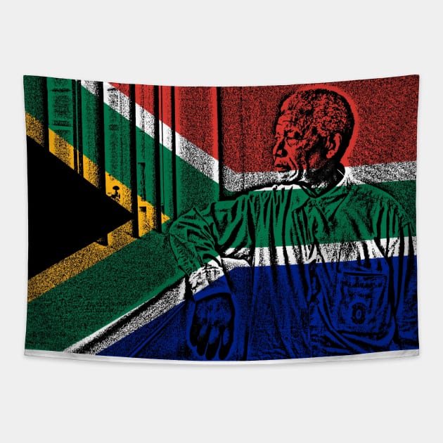 Nelson Mandela South African Flag Tapestry by Historia