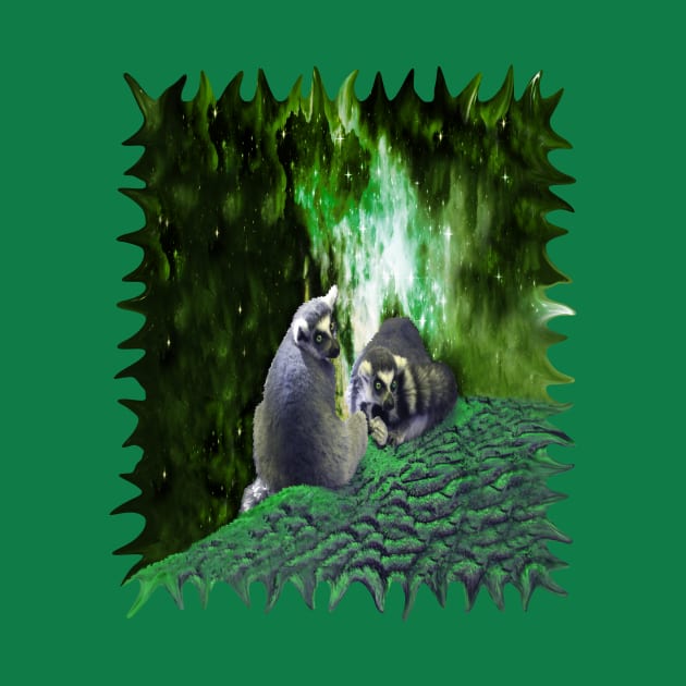 Lemurs on the Emerald Green Knolls by distortionart