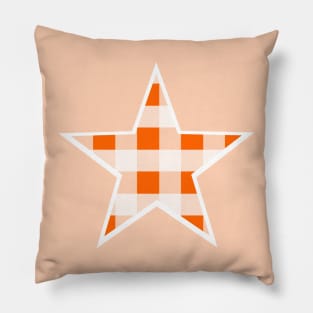 Orange and White Buffalo Plaid Star Pillow