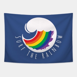 Surf the Rainbow Wave Surfing Tapestry