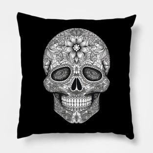 Black and White Sugar Skull Pillow