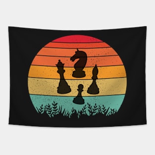 Chess Retro Sunset Tapestry