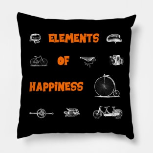 Vintage Bike Elements  with pedal, crank and bell. Elements of Happiness, enjoy your ride. Pillow