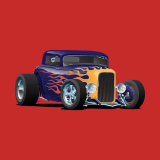 Vintage Hot Rod Car with Classic Flames T-Shirt