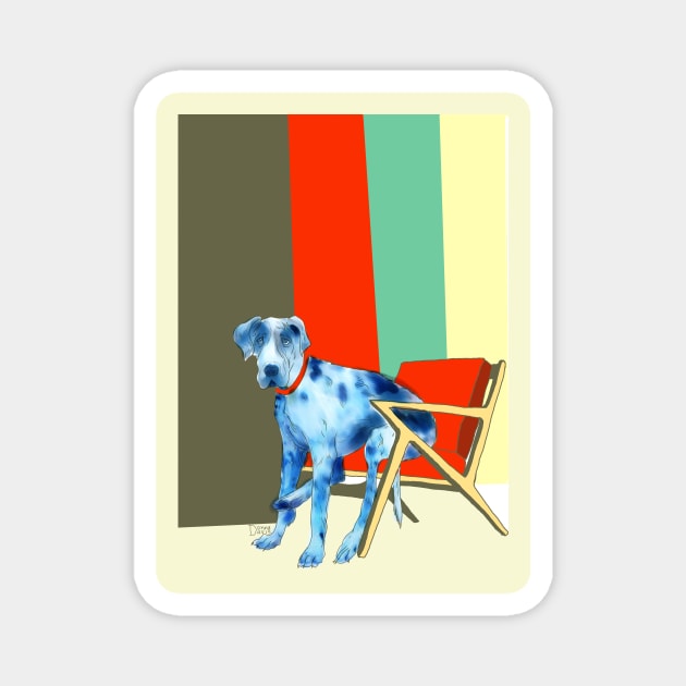 Great Dane in an Eames chair with Mid Century Design Magnet by donnadavisart1